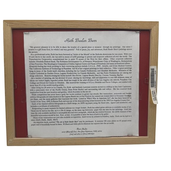 Ruth Basler Burr Signed Coastal Beach Scene Matted Print Framed Landscape Art - Picture 3 of 4